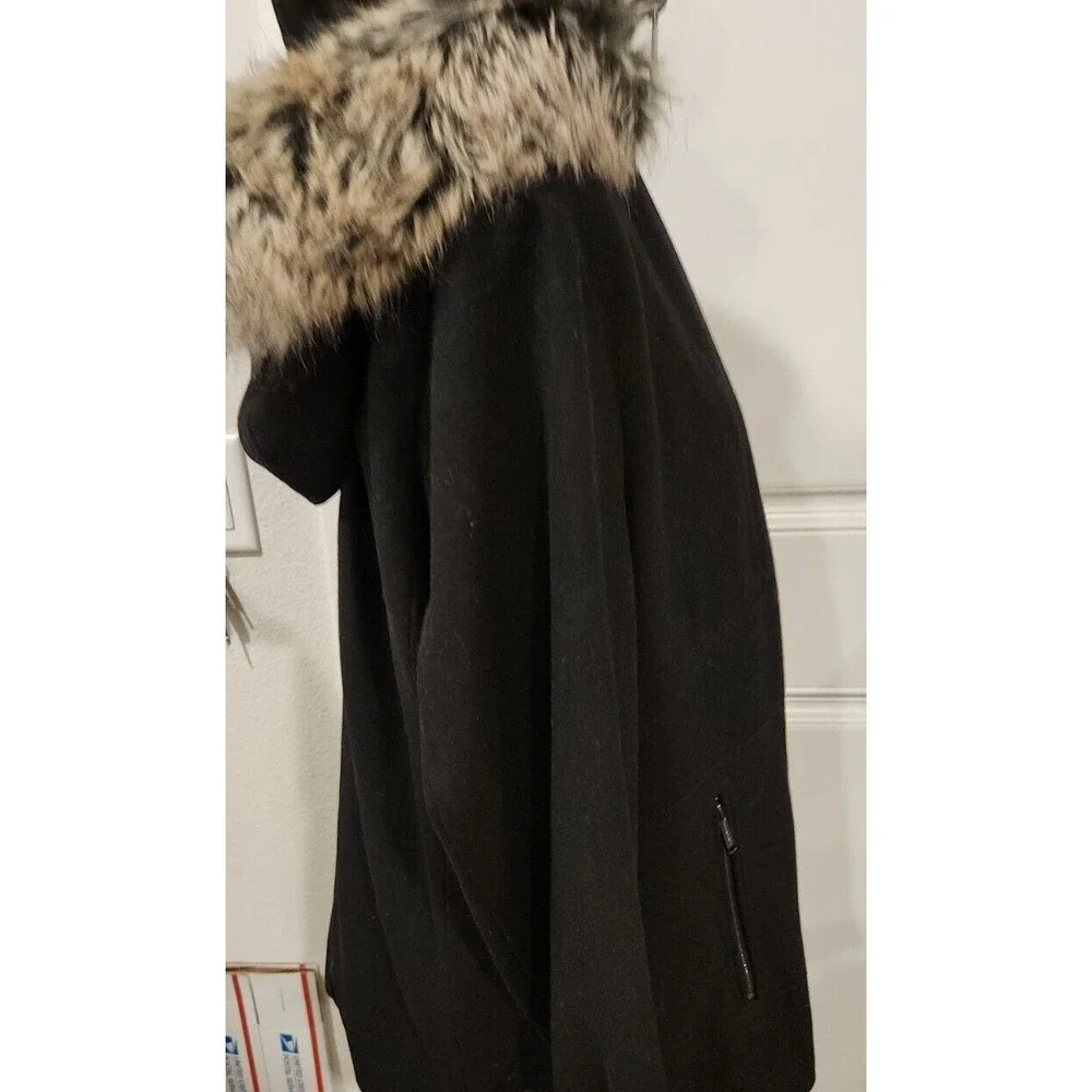 London Fog Coat Womens Extra Large Wool Faux-Fur-Trim Hooded‎ $259 NEW
